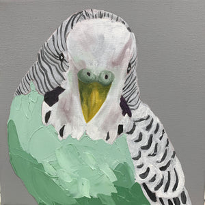 green budgie painting