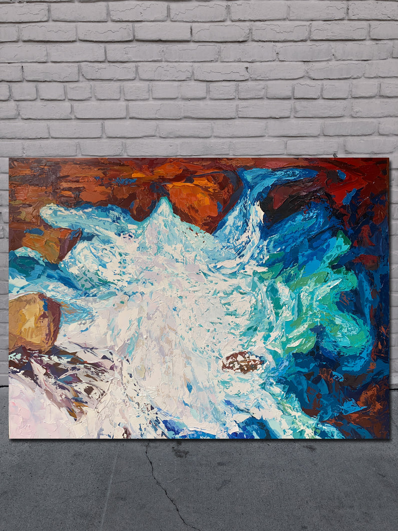 Raging Waters - Palette Knife Textured Painting