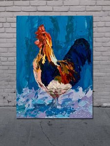Rooster- Palette knife Textured Painting