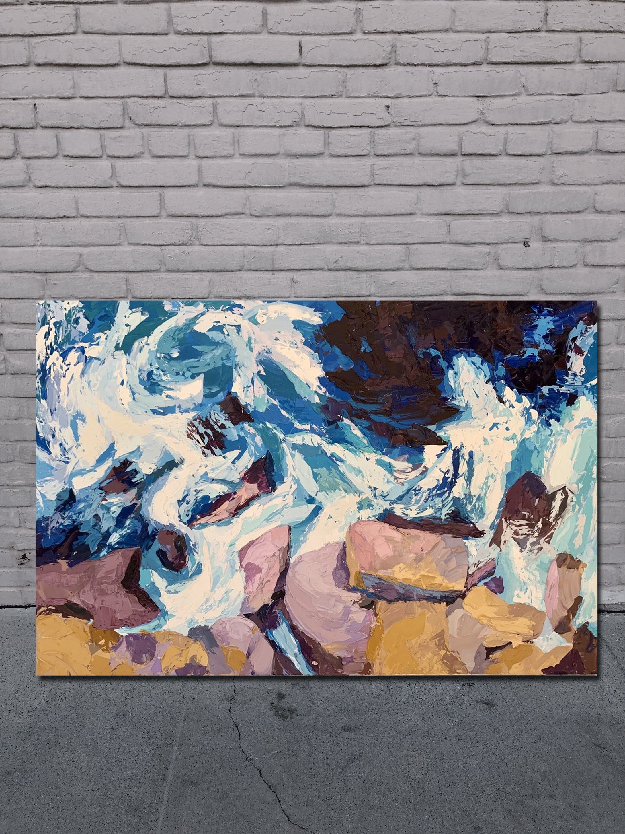 Swirling Waves - Palette Knife Textured Painting